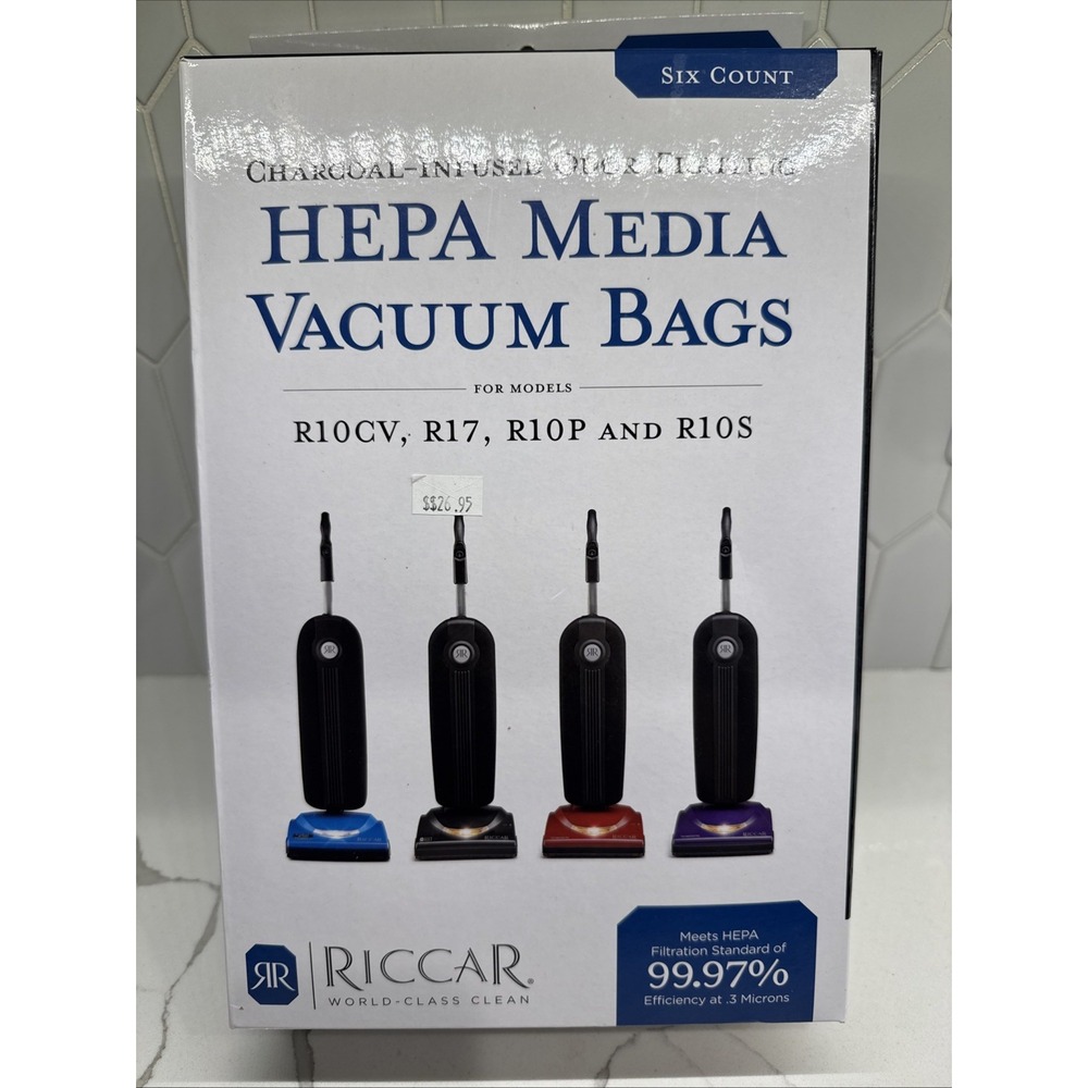 Riccar Charcoal Infused HEPA Media Vacuum Bags R10CV, R17, R10P, R10S Pkg Of 6